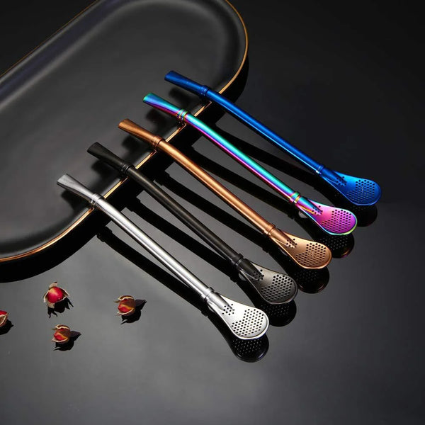 Canudos reutilizáveis multicoloridos de aço inoxidável